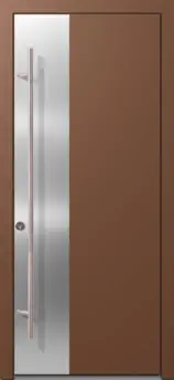 Holzmetall Türe mit Stossgriff und Chromstahlplatte, Norm und Mass AG